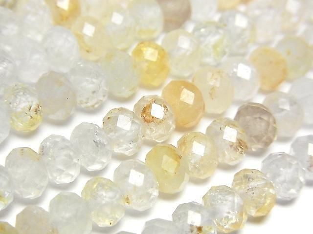 [Video] High Quality! Natural White Topaz AA Faceted Button Rondelle 6x6x4mm 1strand beads (approx. 15 inches/37 cm)