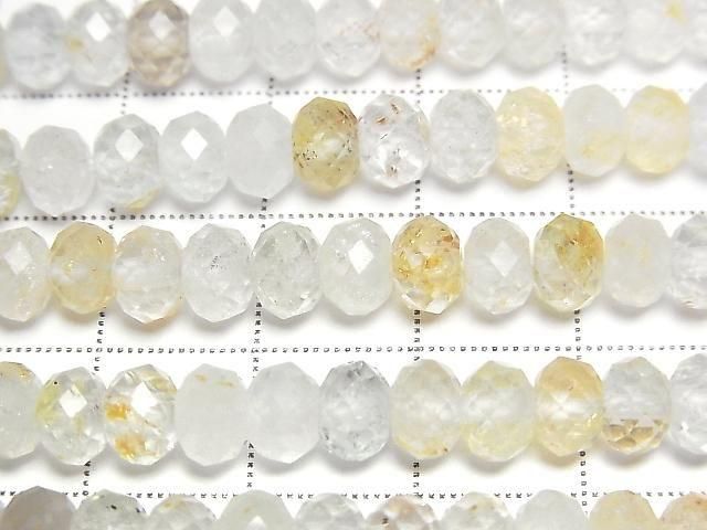 [Video] High Quality! Natural White Topaz AA Faceted Button Rondelle 6x6x4mm 1strand beads (approx. 15 inches/37 cm)