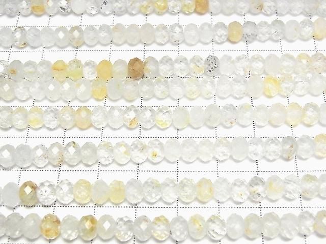 [Video] High Quality! Natural White Topaz AA Faceted Button Rondelle 6x6x4mm 1strand beads (approx. 15 inches/37 cm)