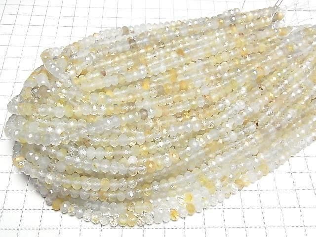 [Video] High Quality! Natural White Topaz AA Faceted Button Rondelle 6x6x4mm 1strand beads (approx. 15 inches/37 cm)