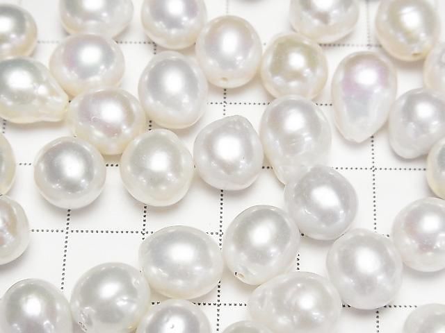 [Video] Fresh Water Pearl AA++ Loose Stone Drop 10-13mm Half Drilled Hole White 5pcs