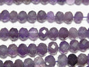 [Video]High Quality! Amethyst Faceted Button Rondelle 6x6x4mm 1strand beads (aprx.15inch/37cm)
