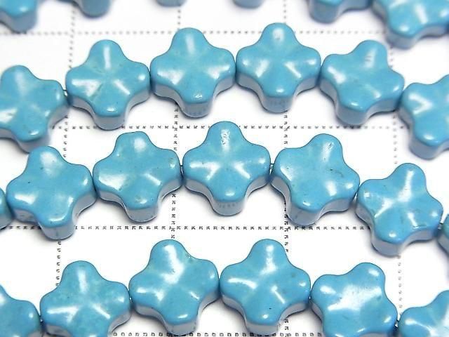 [Video] Dyed Turquoise Flower Motif 8x8mm 1strand beads (approx. 15 inches/38 cm)