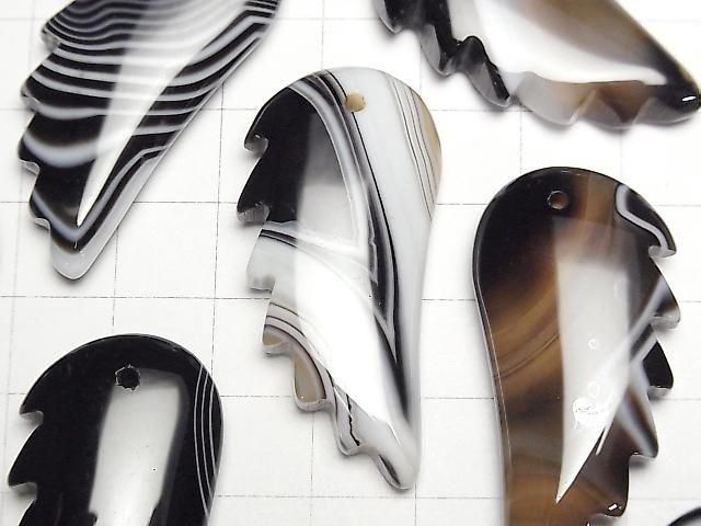 [Video] Black Stripe Agate Angel Wing 44x20mm 2pcs
