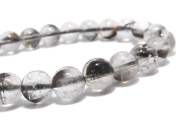 [Video][One of a kind] Platinum Rutilated Quartz AAA- Round 6.5mm Bracelet NO.104