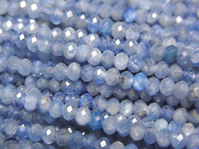 [Video]High Quality! Kyanite AAA- Faceted Button Rondelle 3x3x2mm 1strand beads (aprx.15inch/37cm)