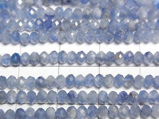 [Video]High Quality! Kyanite AAA- Faceted Button Rondelle 3x3x2mm 1strand beads (aprx.15inch/37cm)