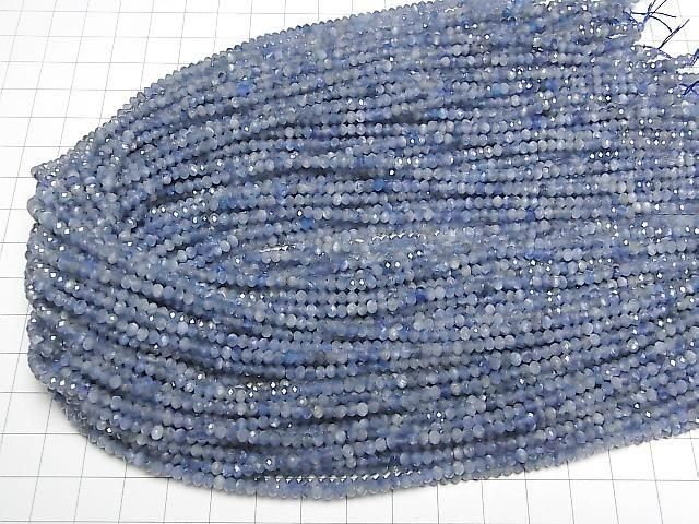 [Video]High Quality! Kyanite AAA- Faceted Button Rondelle 3x3x2mm 1strand beads (aprx.15inch/37cm)