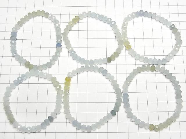 [Video] High Quality! Beryl Mix (Multicolor Aquamarine) AA++ Faceted Button Rondelle Bracelet 6x6x4mm