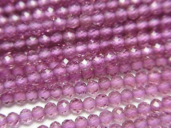[Video] High Quality! Rhodolite Garnet AAA Semi Faceted Round 3mm Half or 1strand beads (approx. 12 inches/30 cm)