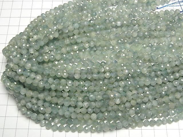 [Video] Blue-Green Kyanite AA++ Faceted Round 5mm Half or 1strand beads (approx. 15 inches/36 cm)