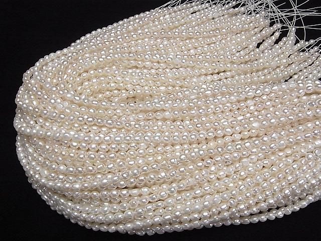 [Video] Fresh Water Pearl AA++ Rice-Baroque 5x4x4mm White 1strand beads (approx. 15 inches/37 cm)