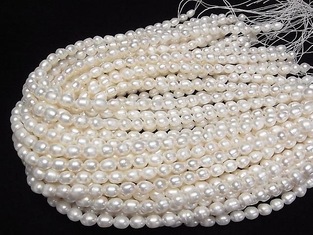[Video] Fresh Water Pearl AA Rice 9x7x7mm White 1strand beads (approx. 15 inches/37 cm)
