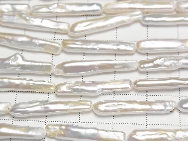 [Video] Fresh Water Pearl AA Stick 20-25mm White 1strand beads (approx. 15 inches/37 cm)