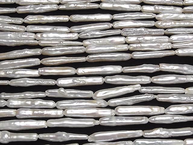 [Video] Fresh Water Pearl AA Stick 20-25mm White 1strand beads (approx. 15 inches/37 cm)