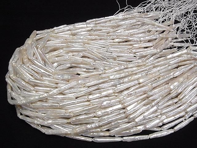[Video] Fresh Water Pearl AA Stick 20-25mm White 1strand beads (approx. 15 inches/37 cm)