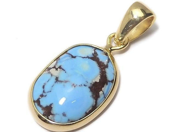 [Video][One of a kind] Kazakhstan Golden Hill Turquoise Pendant 18KGP NO.35