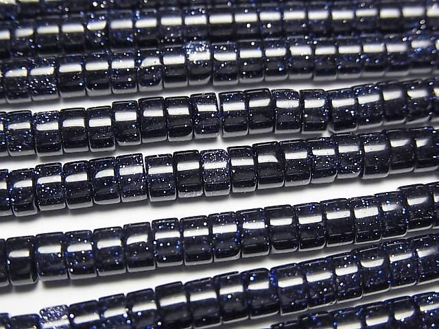[Video] Blue Golden Sand Stone Rondelle (Heishi) 4x4x2mm 1strand beads (approx. 15 inches/36 cm)