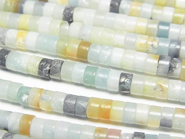 [Video] Mixed Amazonite Rondelle (Heishi) 4x4x2mm 1strand beads (approx. 15 inches/36 cm)
