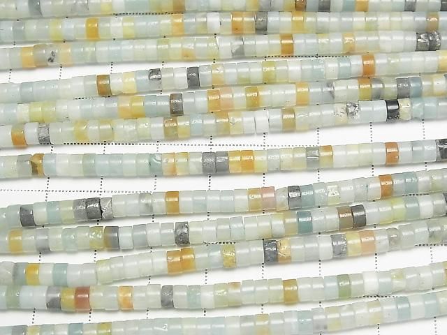 [Video] Mixed Amazonite Rondelle (Heishi) 4x4x2mm 1strand beads (approx. 15 inches/36 cm)