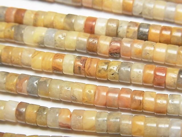 [Video] Crazy Lace Agate Rondelle (Heishi) 4x4x2mm 1strand beads (approx. 15 inches/36 cm)