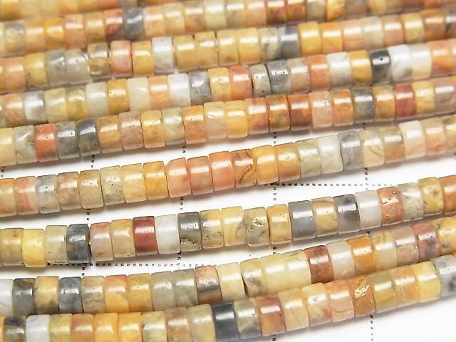 [Video] Crazy Lace Agate Rondelle (Heishi) 4x4x2mm 1strand beads (approx. 15 inches/36 cm)