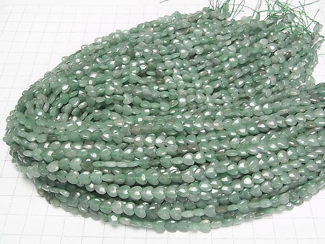 [Video] Green Aventurine Vertical Hole Heart Beads 6x6mm 1strand (approx. 15 inches/36 cm)