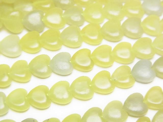 [Video] Olive Jade Vertical Hole Heart 6x6mm 1strand beads (approx. 15 inches/36 cm)
