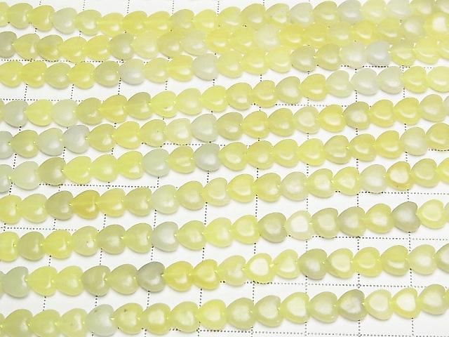 [Video] Olive Jade Vertical Hole Heart 6x6mm 1strand beads (approx. 15 inches/36 cm)