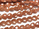 [Video] Golden Sand Stone Vertical Hole Heart 6x6mm 1strand beads (approx. 15 inches/36 cm)