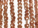 [Video] Golden Sand Stone Vertical Hole Heart 6x6mm 1strand beads (approx. 15 inches/36 cm)