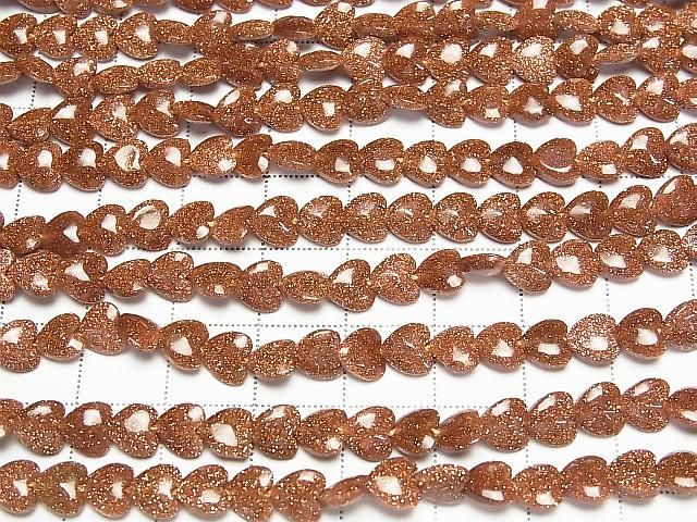 [Video] Golden Sand Stone Vertical Hole Heart 6x6mm 1strand beads (approx. 15 inches/36 cm)