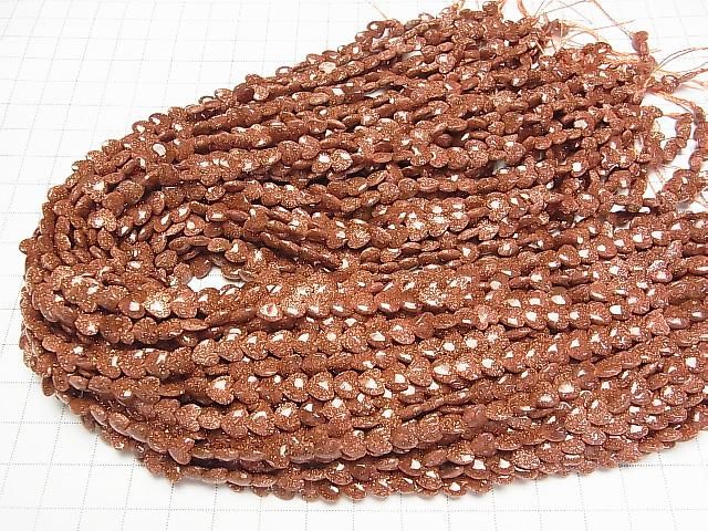[Video] Golden Sand Stone Vertical Hole Heart 6x6mm 1strand beads (approx. 15 inches/36 cm)