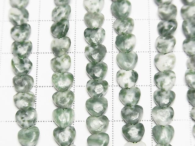 [Video] Saussurite Vertical Hole Heart Beads 6x6mm 1strand (approx. 15 inches/36 cm)