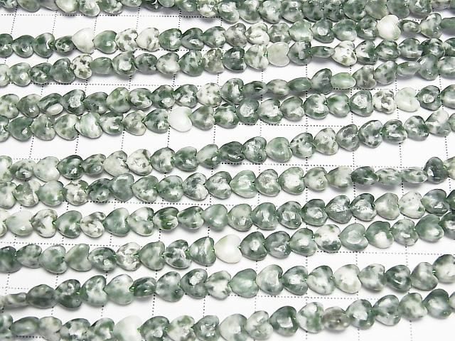 [Video] Saussurite Vertical Hole Heart Beads 6x6mm 1strand (approx. 15 inches/36 cm)