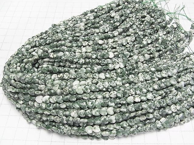 [Video] Saussurite Vertical Hole Heart Beads 6x6mm 1strand (approx. 15 inches/36 cm)