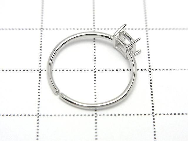 [Video] Silver925 Ring Frame (Prong Setting) Square Faceted 4mm Rhodium Plated Free Size 1pc