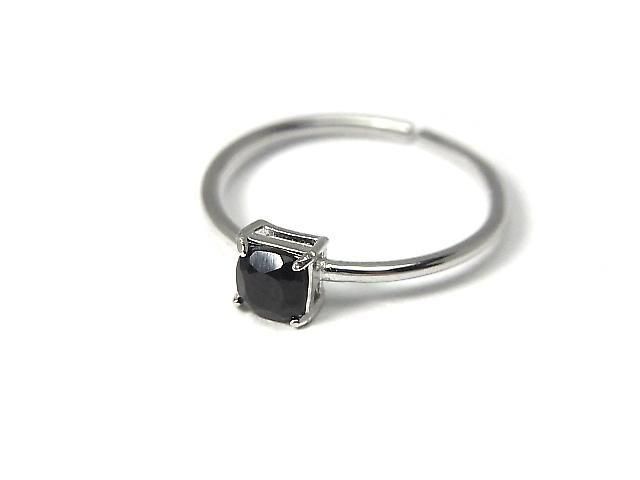 [Video] Silver925 Ring Frame (Prong Setting) Square Faceted 4mm Rhodium Plated One Size Fits All 1pc