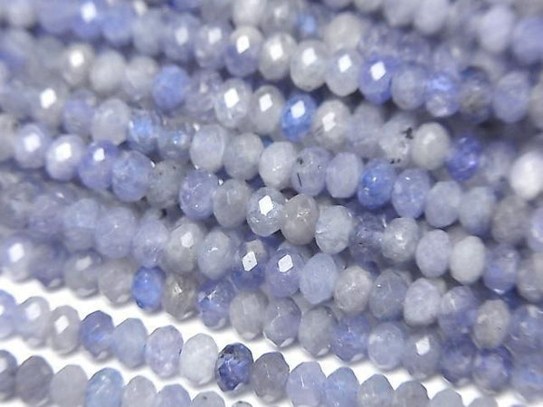[Video]High Quality! Tanzanite AA++ Faceted Button Rondelle 4x4x3mm half or 1strand beads (aprx.15inch/37cm)