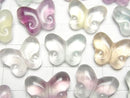 [Video] Multicolor Fluorite AAA- Butterfly Motif 14x18mm [Vertical Hole] 5pcs