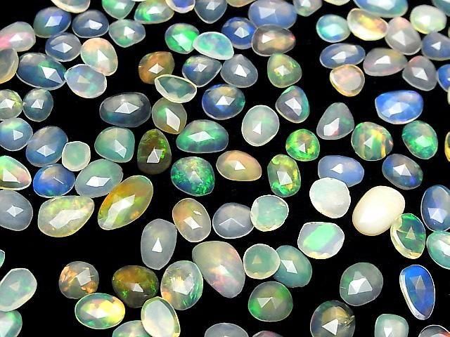 [Video] High Quality Ethiopian Opal AAA- Loose Stone Freeform Single-Sided Rose Cut 5pcs