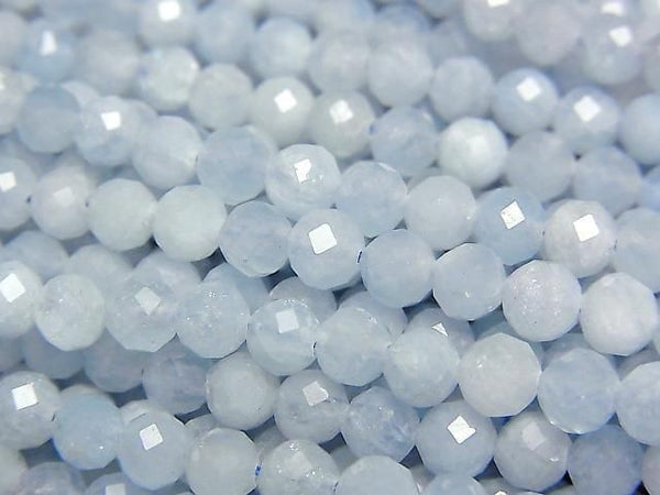 [Video]High Quality! Aquamarine AA++ Faceted Round 5mm 1strand beads (aprx.15inch/36cm)