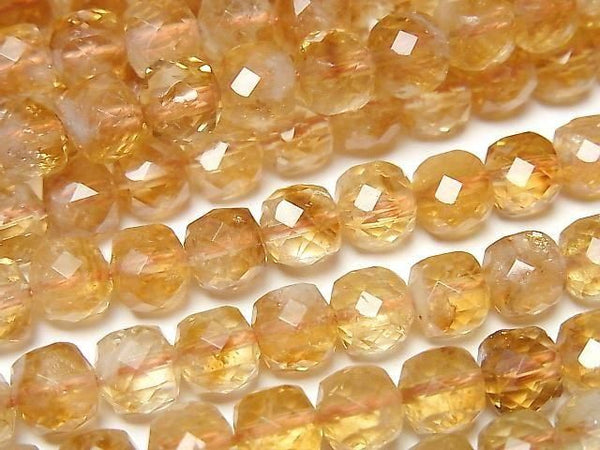 [Video] High Quality! Phantom Citrine AA++ Cube Shape 6x6x6mm Half or 1strand beads (approx. 15 inches/36 cm)
