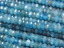 [Video] High Quality! Blue Apatite AA+ Faceted Button Rondelle 4x4x2mm 1strand beads (aprx. 15 inches/37 cm)