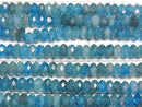 [Video] High Quality! Blue Apatite AA+ Faceted Button Rondelle 4x4x2mm 1strand beads (aprx. 15 inches/37 cm)