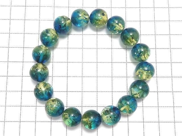 [Video][One of a kind] Blue Amber Round 12.5mm Bracelet NO.1