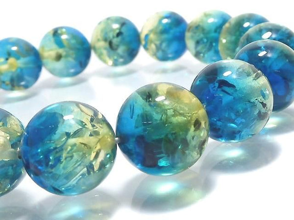 [Video][One of a kind] Blue Amber Round 12.5mm Bracelet NO.2