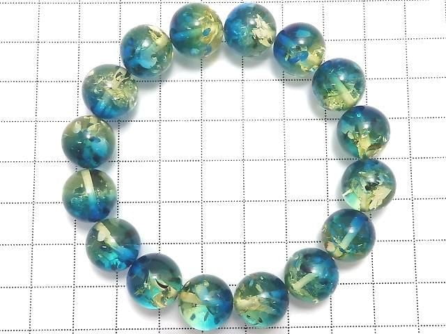 [Video][One of a kind] Blue Amber Round 12.5mm Bracelet NO.2