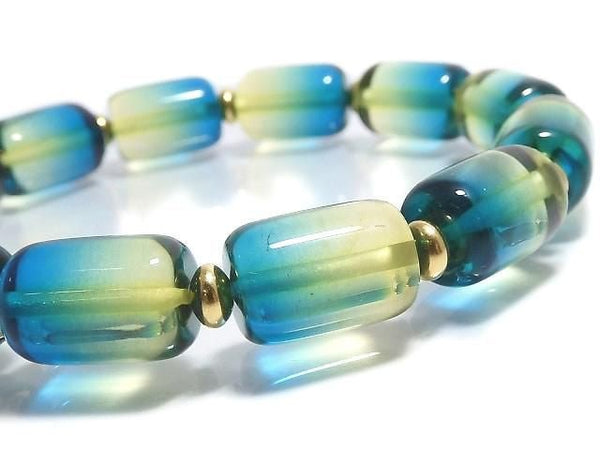 [Video][One of a kind] Blue Amber Tube Bracelet NO.2