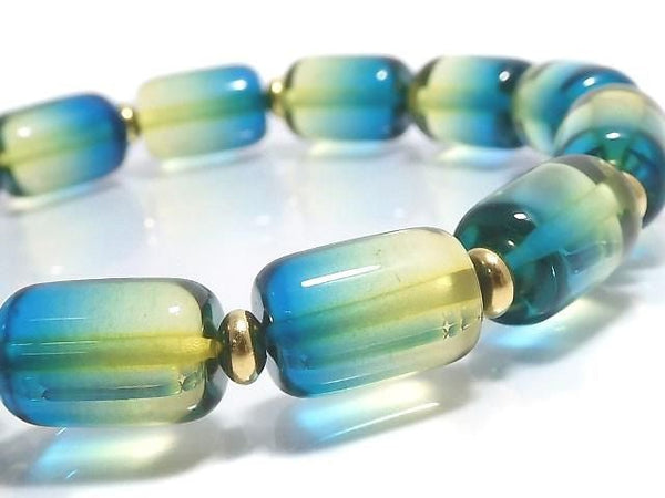 [Video][One of a kind] Blue Amber Tube Bracelet NO.5